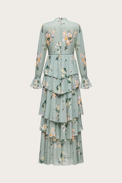 Платье-макси из зеленой вискозы с ЛЮРЕКСНОЙ НИТЬЮ