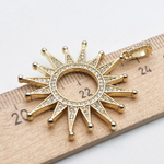 Подвеска Солнце, цвет золото, фианиты, размер 37*35 мм + бейл, цена за 1 шт