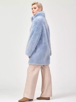 Шуба из шерсти чебурашка тедди экошуба, голубая, SilverFox