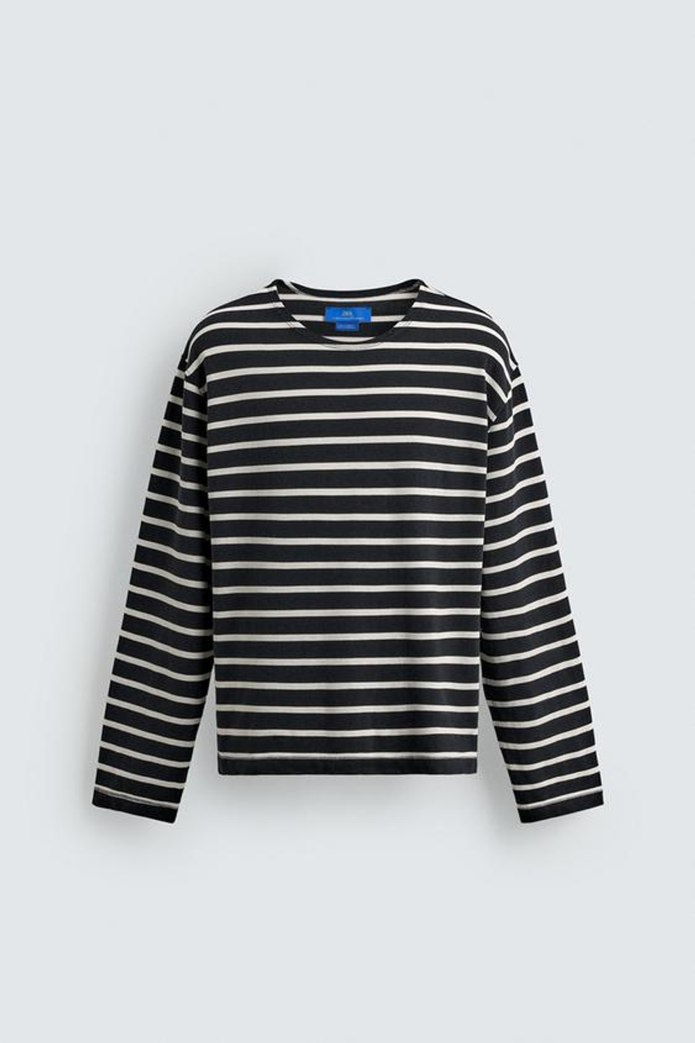 ZARA Х AARON LEVINE ФУТБОЛКА ЖАККАРД В ПОЛОСКУ, СИНИЙ/БЕЛЫЙ