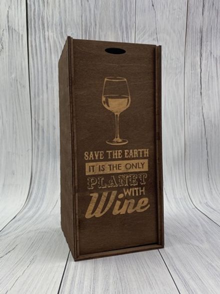 Деревянная коробка "... with Wine"