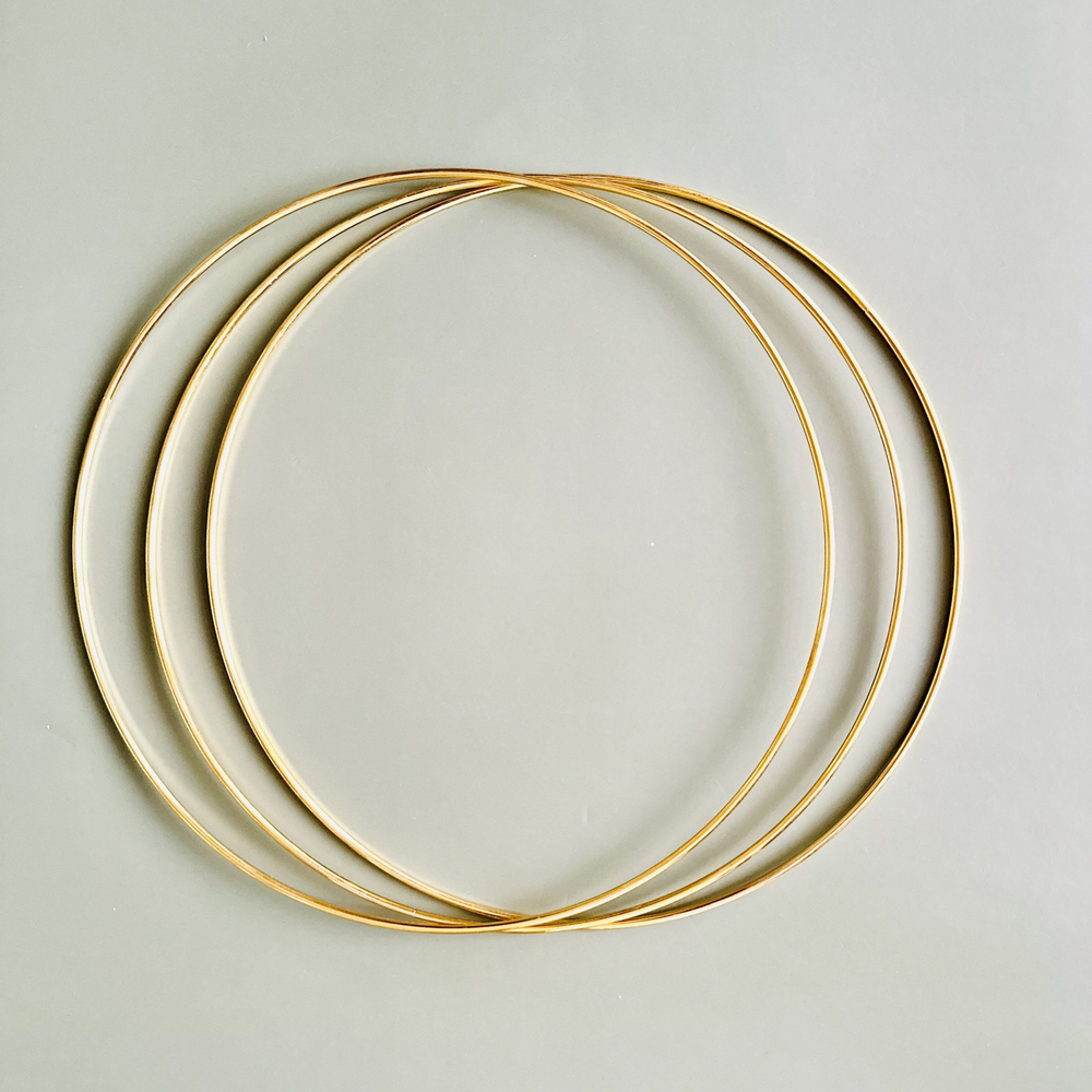 Кольцо для макраме 25 см, цвет золотистый, неразъемное / кольцо металлическое основа для рукоделия / основа для ловца снов