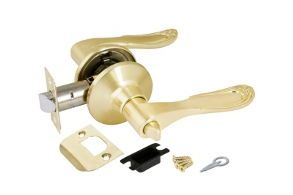 Замок ручка Золото матовое с фиксатором 6030 SВ-B