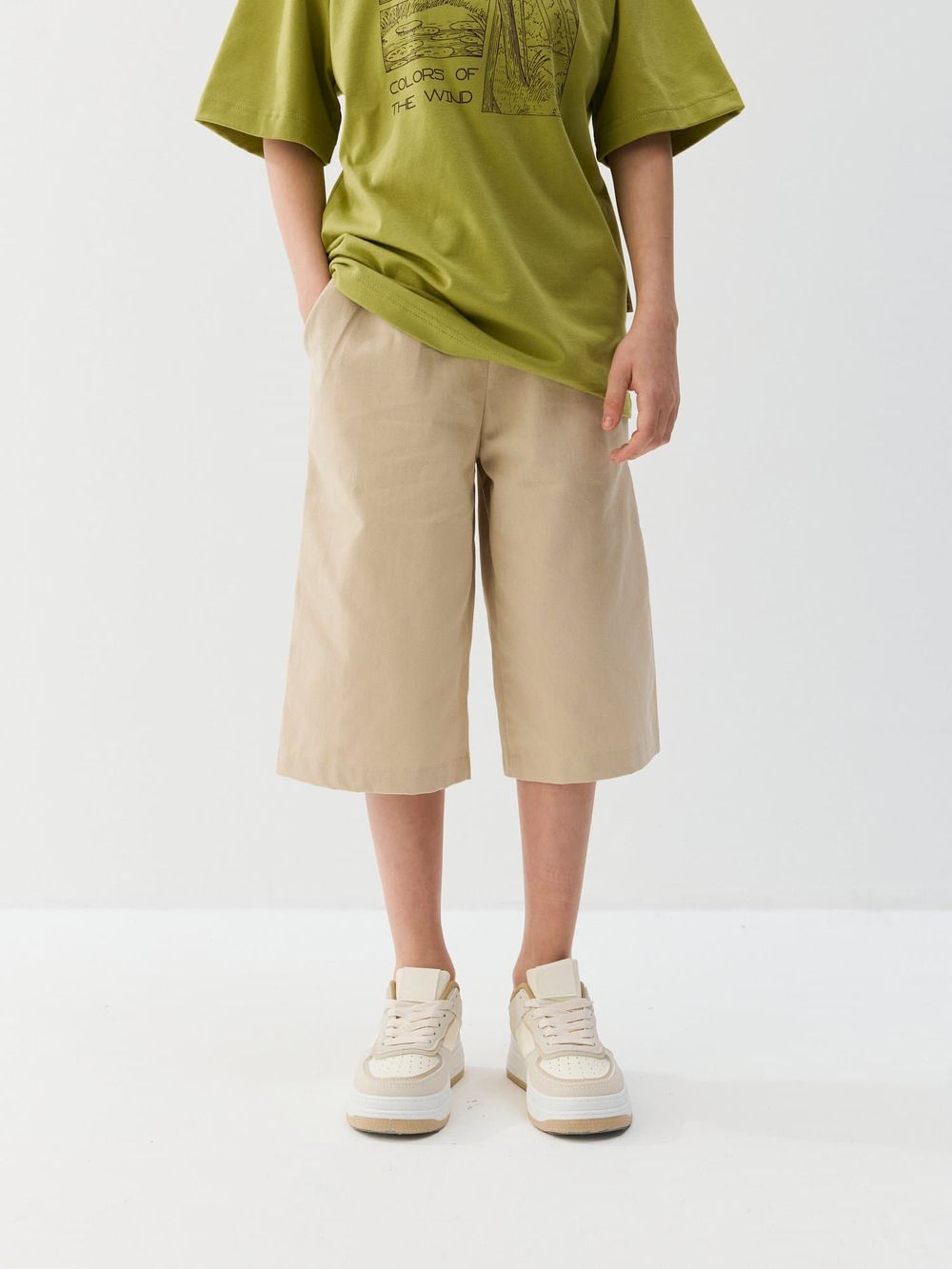 Шорты бермуды "Беж" из габардина 7+