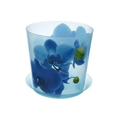 Кашпо ДЕКО D160мм 2,4л с подставкой орхидея голубая 0,155,16х0,16м