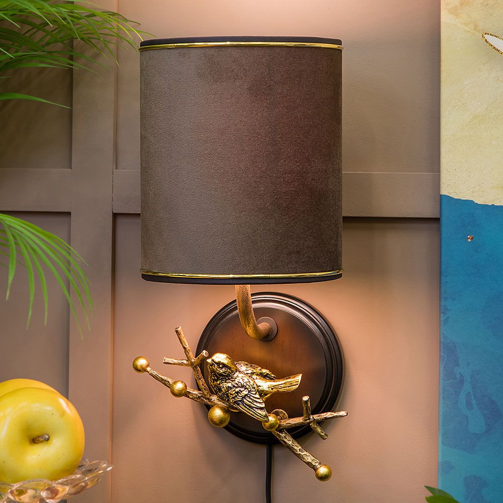 Бра настенный светильник Терра левое Каштан Амбер с абажуром Терра Шоколад