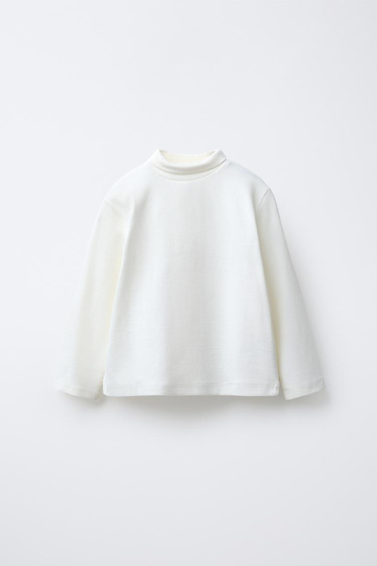 ZARA ТОП С ВОРОТНИКОМ-СТОЙКОЙ, БЕЛЫЙ