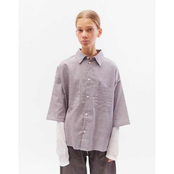 Рубашка укороченная серая - фото 6