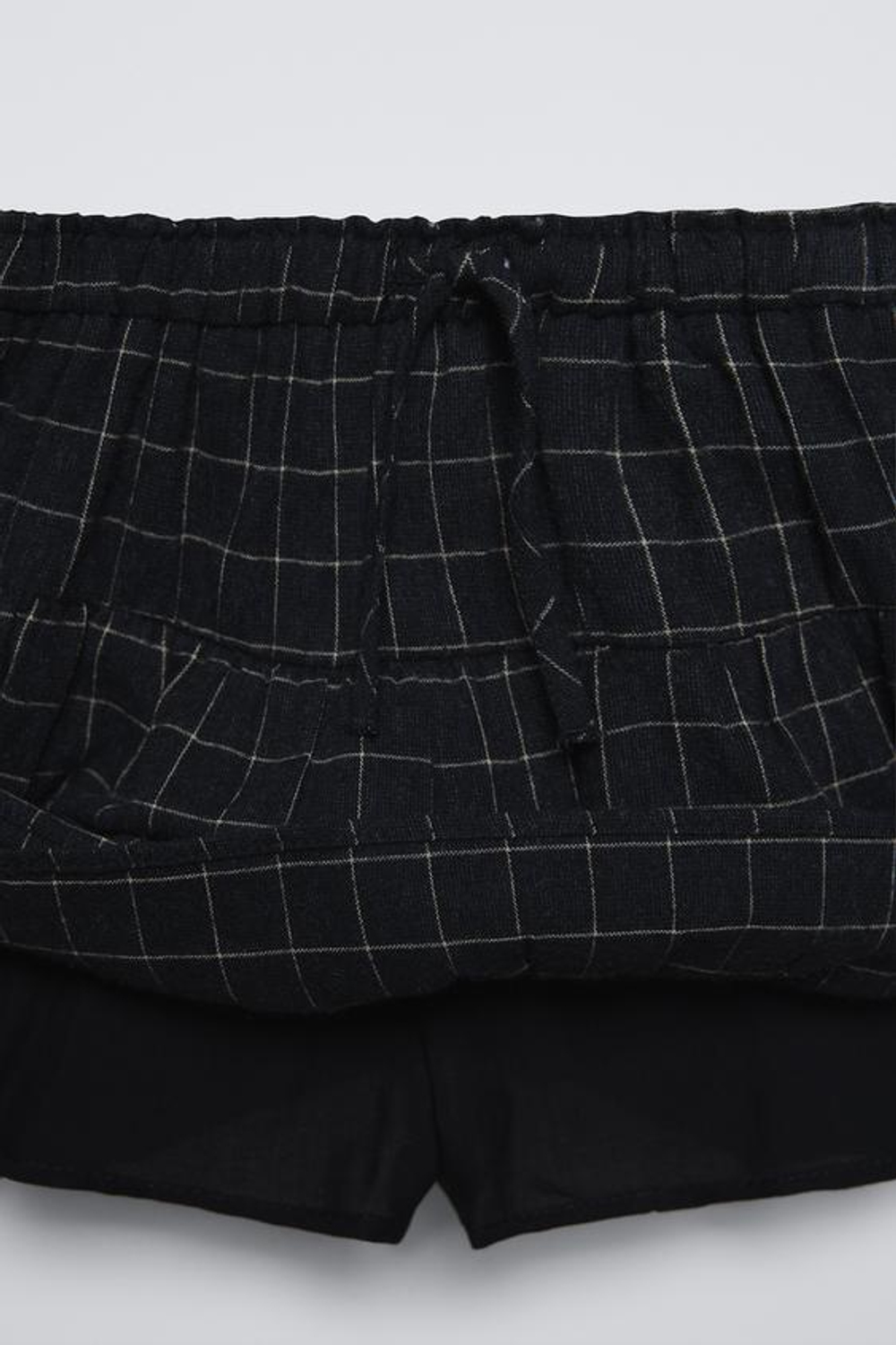ZARA ЮБКА-ШОРТЫ В КЛЕТКУ С ВОЛАНАМИ, АНТРАЦИТОВО-СЕРЫЙ