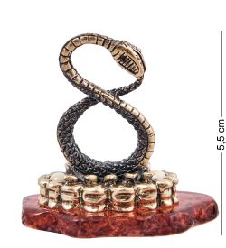 Народные промыслы AM- 555 Фигурка «Змея Бесконечность» (латунь, янтарь)
