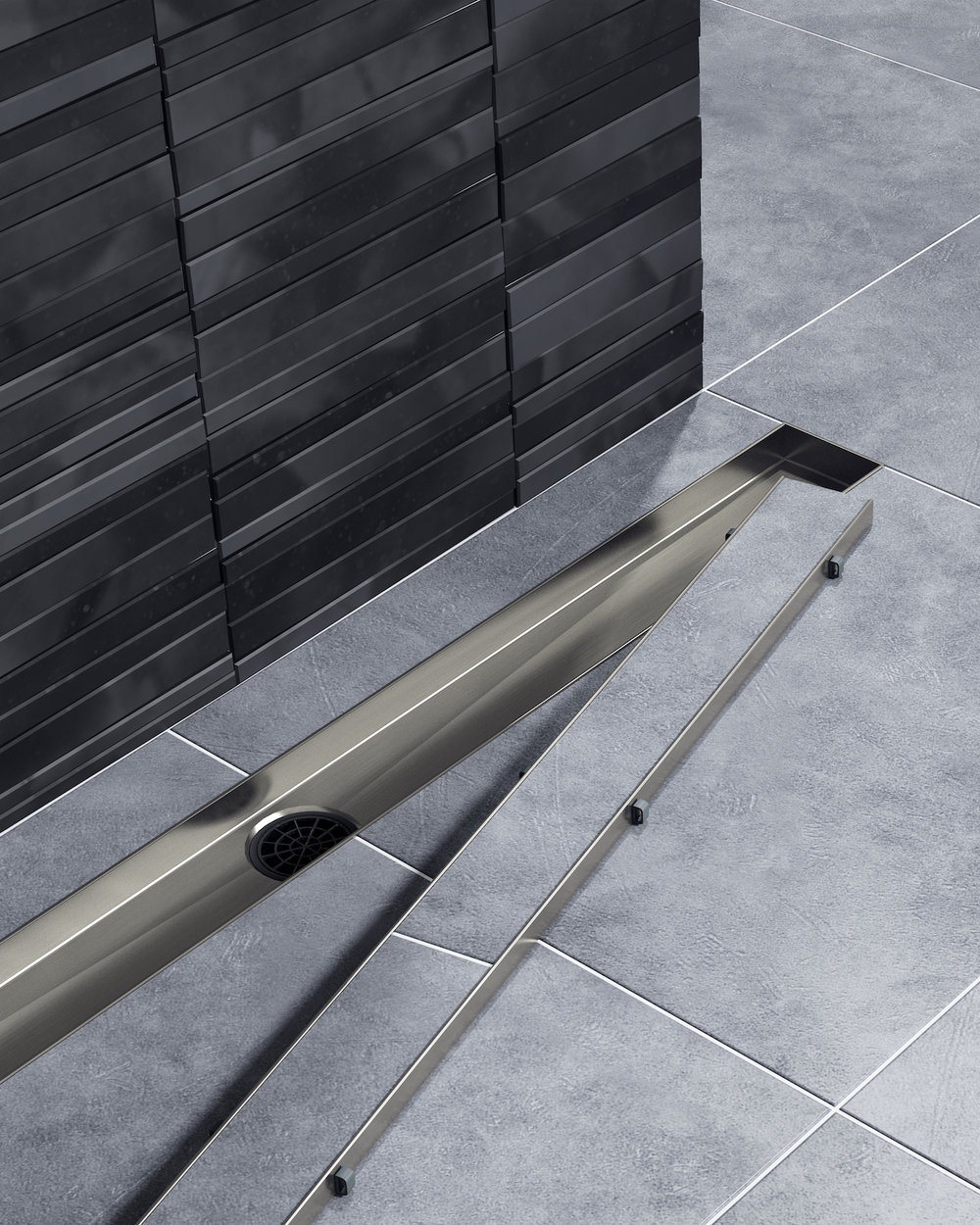 Душевой лоток Drain System 900 DS230209/18 Черное золото, с двусторонней панелью «Plate» под плитку
