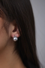 Серьги светло-серые жемчужины на замке скоба