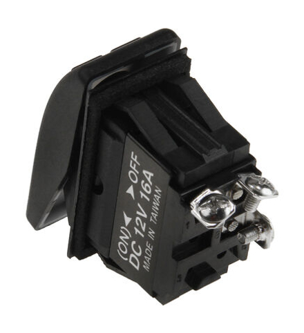 Переключатель двухпозиционный (ON)-OFF 12В/16А 3Р с подсветкой без фиксации 1 положения