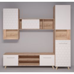 Гостиная "Войтек" № 3 (дуб баррик светлый/белый матовый), ЛДСП/МДФ, Комфорт-S