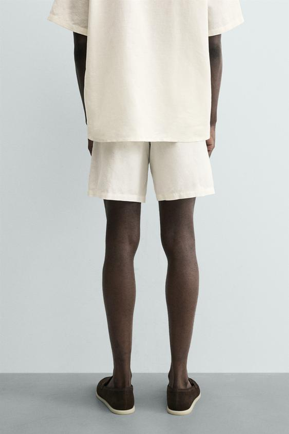 ZARA ШОРТЫ REGULAR FIT ИЗ КОНОПЛИ И ХЛОПКА, БЕЛЫЙ