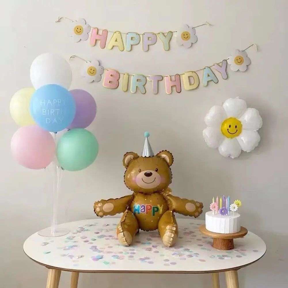 Шар 3D (22"/56 см) Фигура, Сидячий мишка, Коричневый