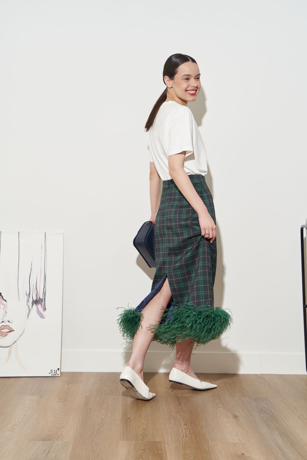 ЮБКА С ПЕРЬЯМИ ТЕМНО-СИНИЙ|ЗЕЛЕНЫЙ|ЗЕЛЕНЫЙ