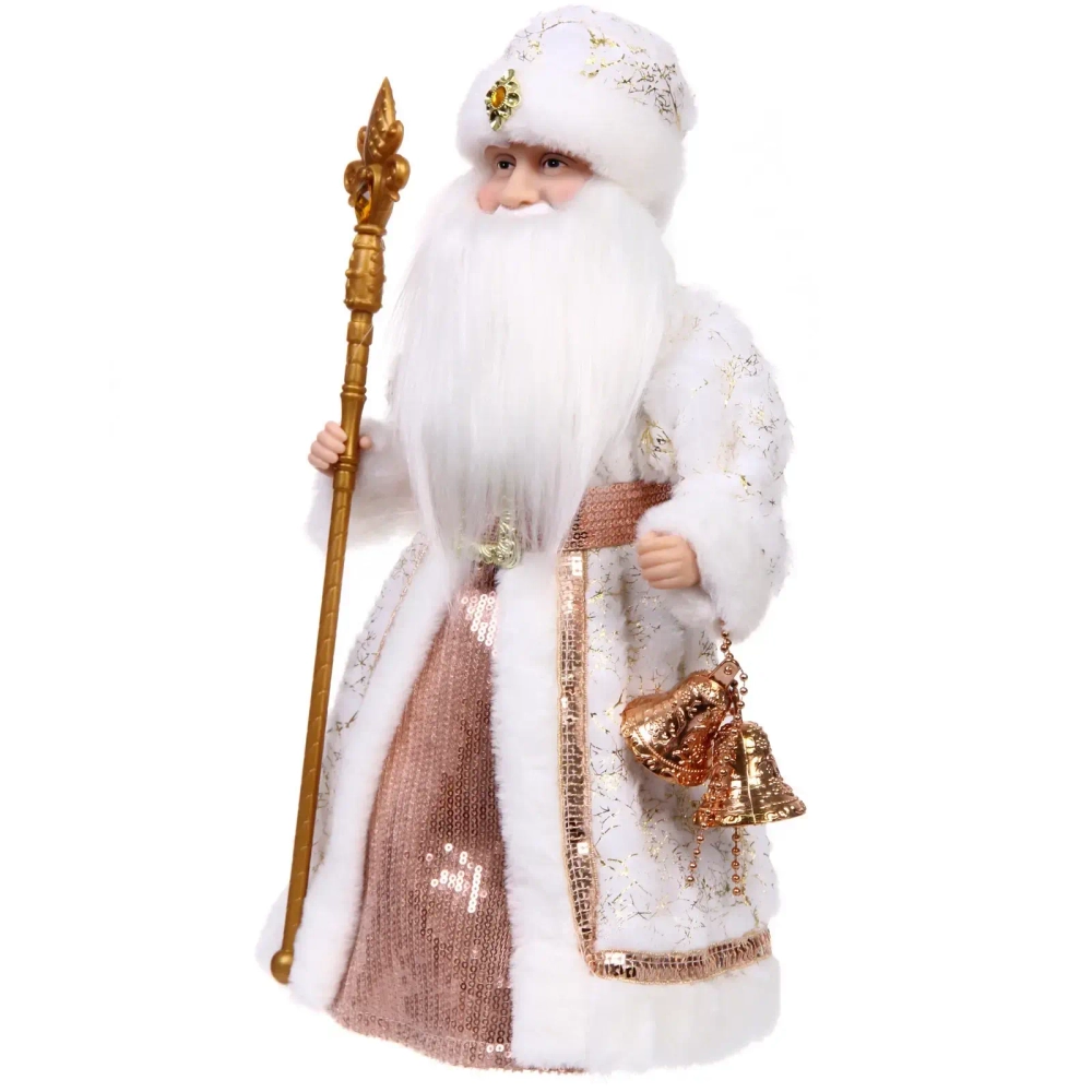 Дед Мороз музыкальный «Зимний день» в бежевой шубке 40 см