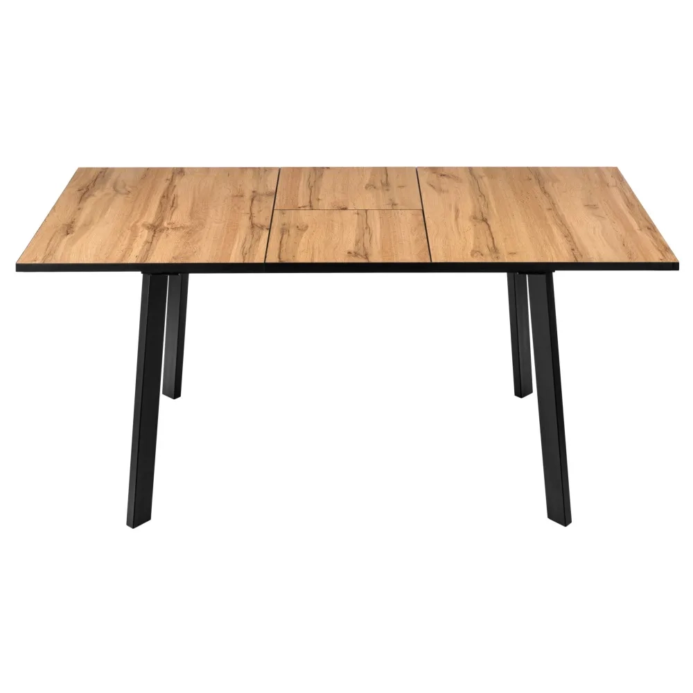 Стол Dublin раскладной 120-160х80х75 Дуб Вотан, чёрные ножки