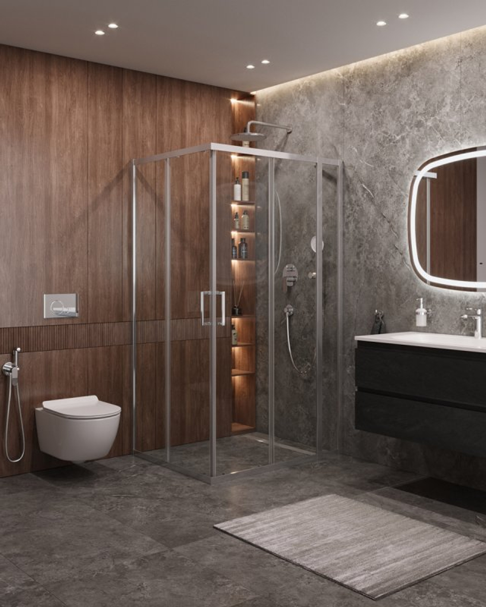 Душевой уголок Cezares MOLVENO-AH-21-90+30-C-Cr-IV, 120х90х195, профиль хром, стекло прозрачное