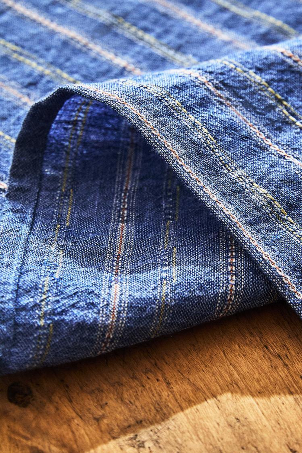 ZARA HOME ПОЛОСАТАЯ ЛЬНЯНАЯ САЛФЕТКА, СИНИЙ