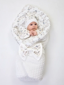 Летний конверт плюшевый на выписку для новорожденного