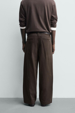 ZARA БРЮКИ ЧИНОС WIDE FIT, КОРИЧНЕВЫЙ