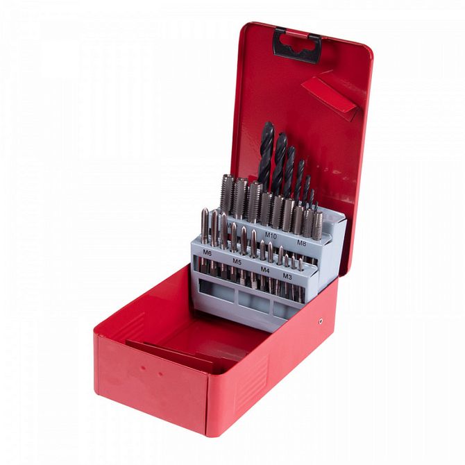 KING TONY (11328SQ) Набор метчиков и сверл HSS-G М3-М12, 28 предметов