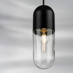 690017 Подвес RAMO 1х40W E27 ЧЕРНЫЙ МАТОВЫЙ/ПРОЗРАЧНЫЙ