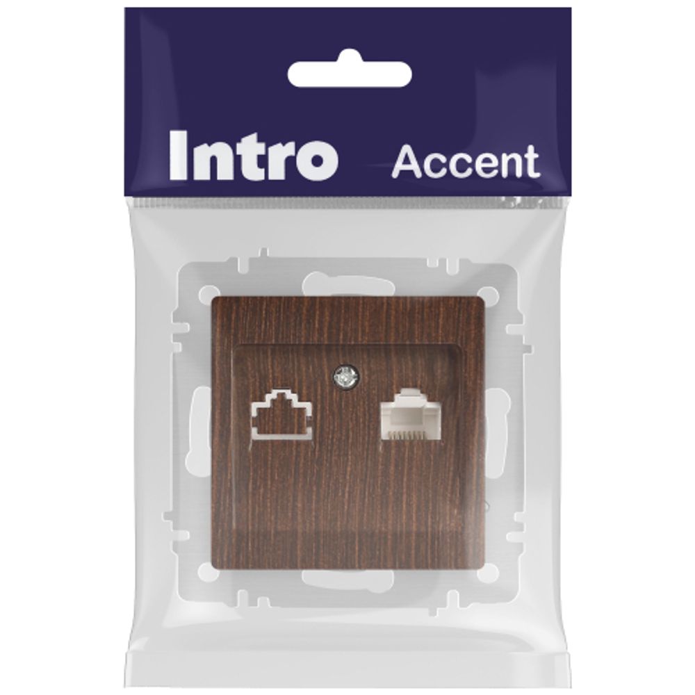 Розетка Intro Accent 6-303-10 информационная RJ45 IP20 СУ венге | Intro