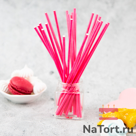 Палочки бумажные для Cake pops (розовые 15 см, 100 шт)