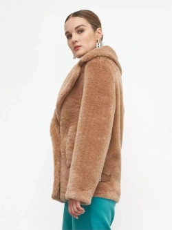 Шуба из шерсти чебурашка экошуба, коричневая, SilverFox