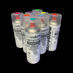 Аэрозольная краска AcidColors AeroGlow светящаяся фосфоресцентная (люминесцентная), акриловая, матовое покрытие, цветная зелёная