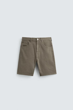 ZARA ДЖИНСОВЫЕ ШОРТЫ REGULAR FIT, ЗЕЛЕНОВАТЫЙ