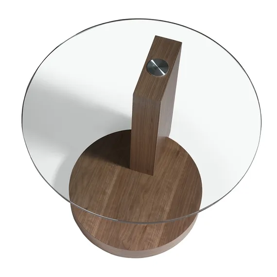 Журнальный столик Angel Cerda 2036, Ø60 см, стекло, орех