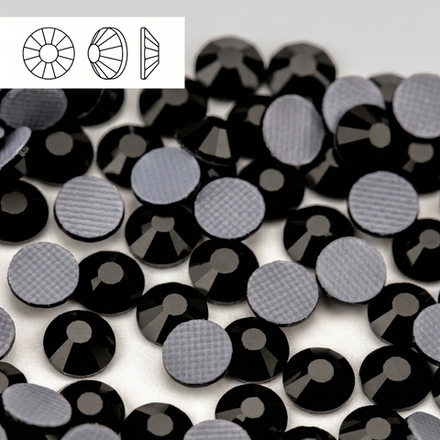 Стразы горячей фиксации из стекла, цвет Jet, форма Flatback