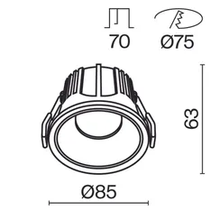 Встраиваемый светильник Альфа / Alfa LED 15 Вт 3000 К 36° Technical dl043-01-15w3k-rd-wb
