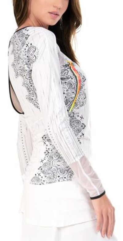 Женская теннисная футболка (dł. Рукава) Lucky in Love Paisley In Love Long Sleeve - white