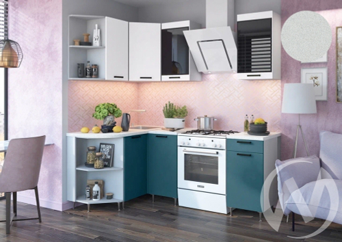 Кухня Техно 1;3*1;4м (белый/белый снег софт; атлантик софт/антарес) Компоновка №3