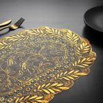 Салфетка ажурная "Лучи", овал, ПВХ, 82*40 см, цвет золото.