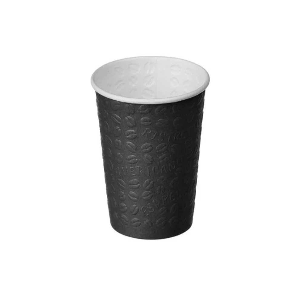 Стакан бумажный однослойный SaaMi 400 мл CoffeeTouch black для горячего