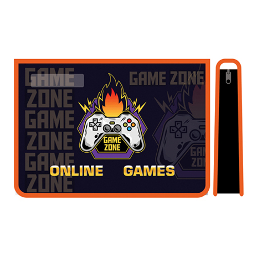 Папка для труда А4 2 отделения молния сверху пластик "Game zone" ПЧЕЛКА ПТР-22