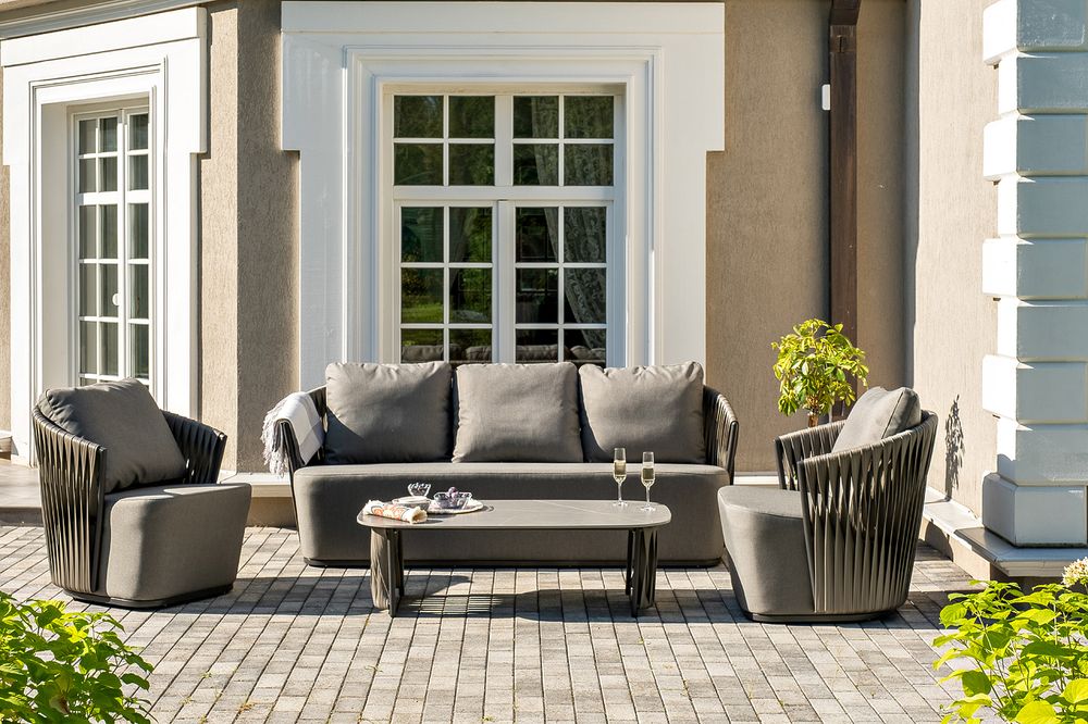 "Флоренция" лаунж-зона из искусственного ротанга, цвет графит