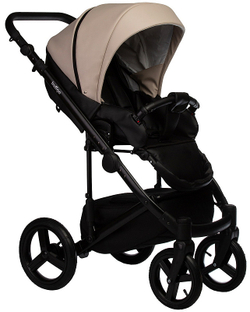 Детская коляска Indigo Tour Eco 3 в 1 с автокреслом Avionaut Cosmo Te01 черная кожа+бежевая кожа