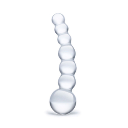 Изогнутый прозрачный стимулятор Beaded Dildo - 13 см.