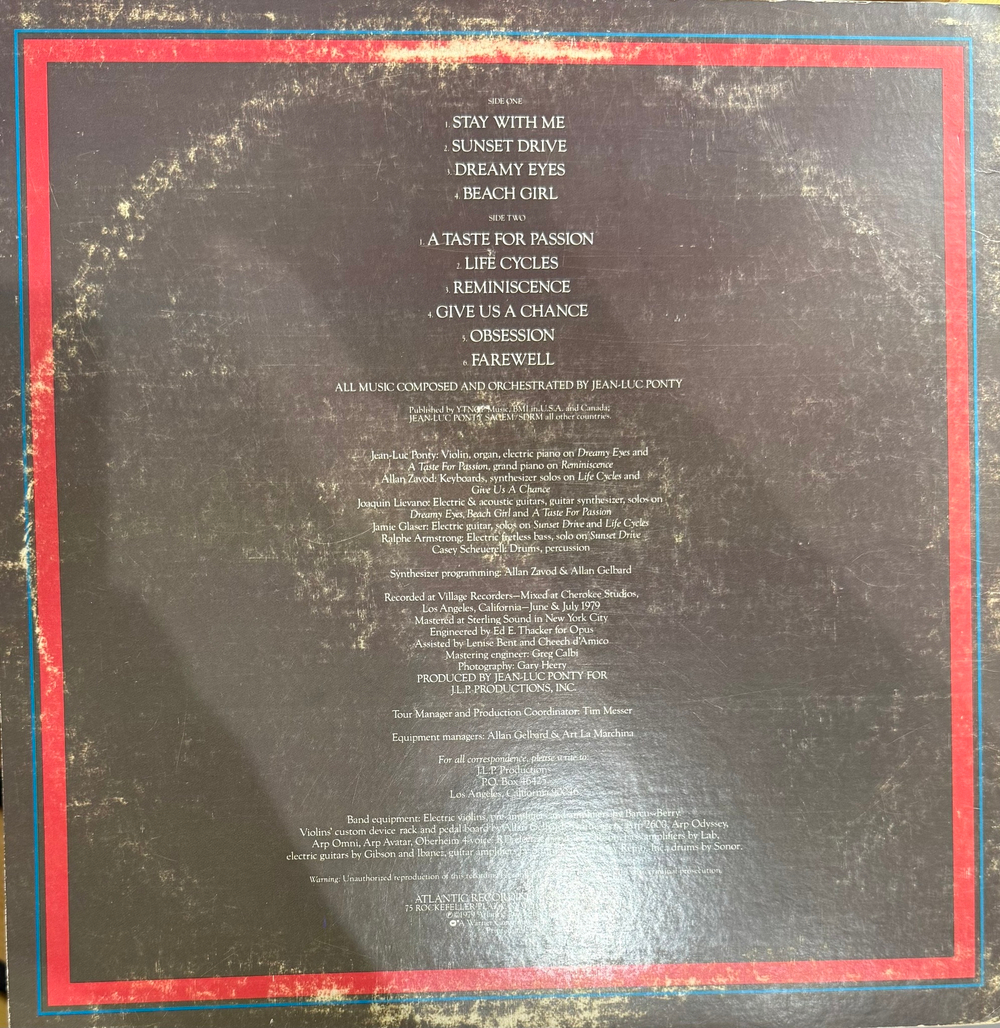 Виниловая пластинка Jean-Luc Ponty ‎– A Taste For Passion LP