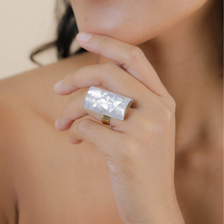 Кольцо Nature Bijoux, Okawa, разъемное, из дерева роблес, с перламутром, NB26.1-19-25971 (серый)