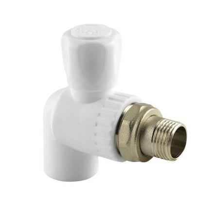 Кран шаровой для радиатора угловой PPR 20х1/2,  белый, РТП (27807)