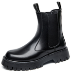 PLO CART Cow Split Leather Crew Chelsea Boots Men"s Black