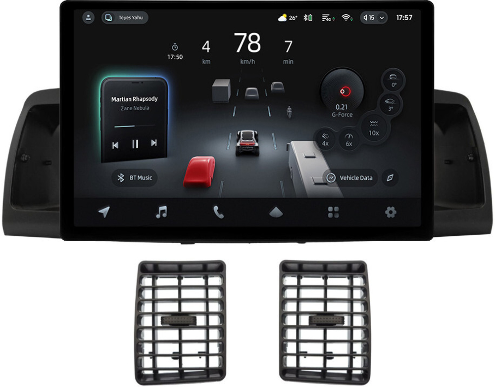 Магнитола для Toyota Corolla 120 2000-2007 (рамка черная с воздуховодами) - Teyes CC4-PRO монитор 13" 2K QLED на Android 13, Snapdragon 778G, 8+128, AI, CarPlay, DSP, 4G SIM-слот